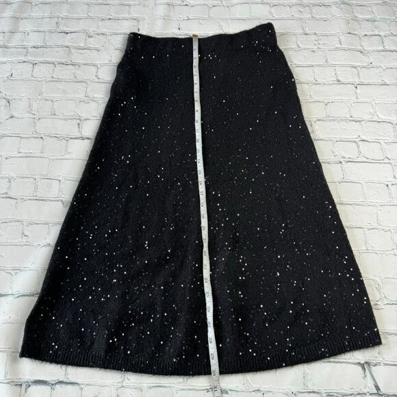 NWT Loft black sequin embroidered pull on knit midi skirt size S - Picture 8 of 10